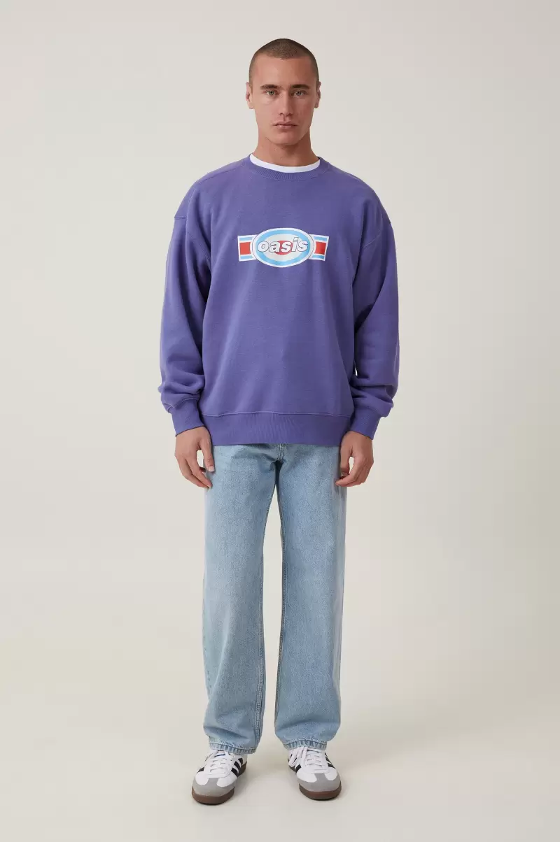 Cotton On Men Oversized Music Sweater Lcn Pro Mazarine Blue/Oasis - Logo Graphic T-Shirts Premium