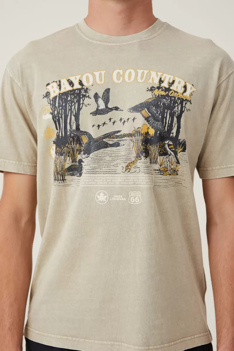 High-Performance Cotton On Graphic T-Shirts Premium Loose Fit Art T-Shirt Gravel Stone/Bayou Mountain Men - 2