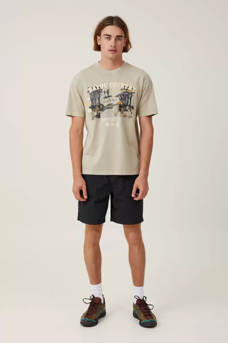 High-Performance Cotton On Graphic T-Shirts Premium Loose Fit Art T-Shirt Gravel Stone/Bayou Mountain Men