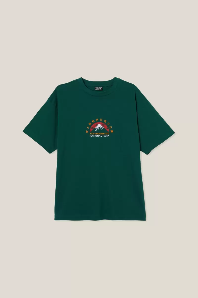 Intuitive Men Cotton On Evergreen/Mt Fuji Hiking Box Fit Graphic T-Shirt Graphic T-Shirts - 3