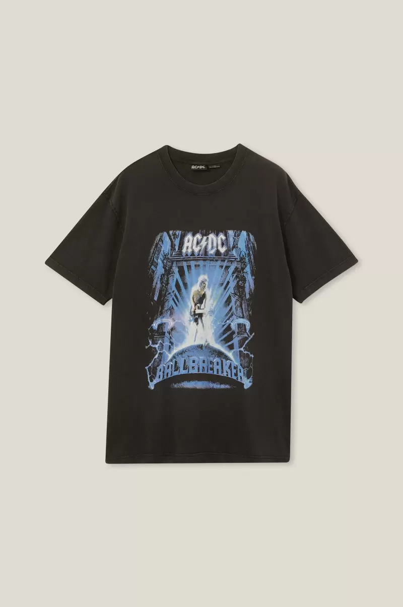 Graphic T-Shirts Cotton On Premium Loose Fit Music T-Shirt Lcn Per Black/Acdc - Ballbreaker Men Flexible - 3