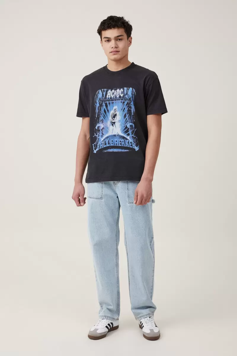 Graphic T-Shirts Cotton On Premium Loose Fit Music T-Shirt Lcn Per Black/Acdc - Ballbreaker Men Flexible