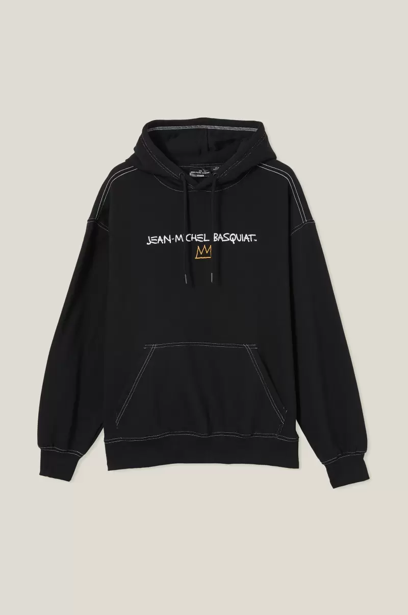 Men Cotton On Graphic T-Shirts Affordable Basquiat Oversized Hoodie Lcn Bsq Black/Basquiat - Recorded In New York - 4