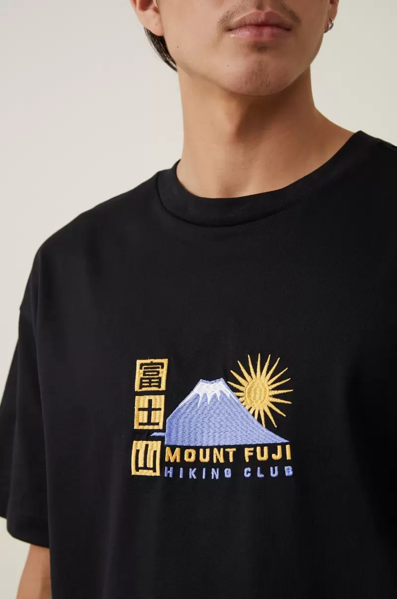 Superior Black/Mount Fuji Men Cotton On Box Fit Graphic T-Shirt Graphic T-Shirts - 2