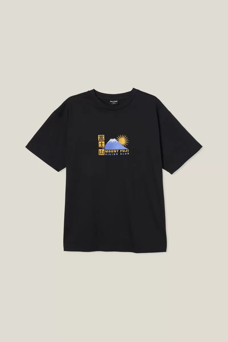 Superior Black/Mount Fuji Men Cotton On Box Fit Graphic T-Shirt Graphic T-Shirts - 3