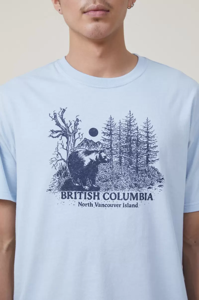 Men Graphic T-Shirts Unleash Loose Fit Souvenir T-Shirt Cotton On Blue Mist/British Columbia - 2