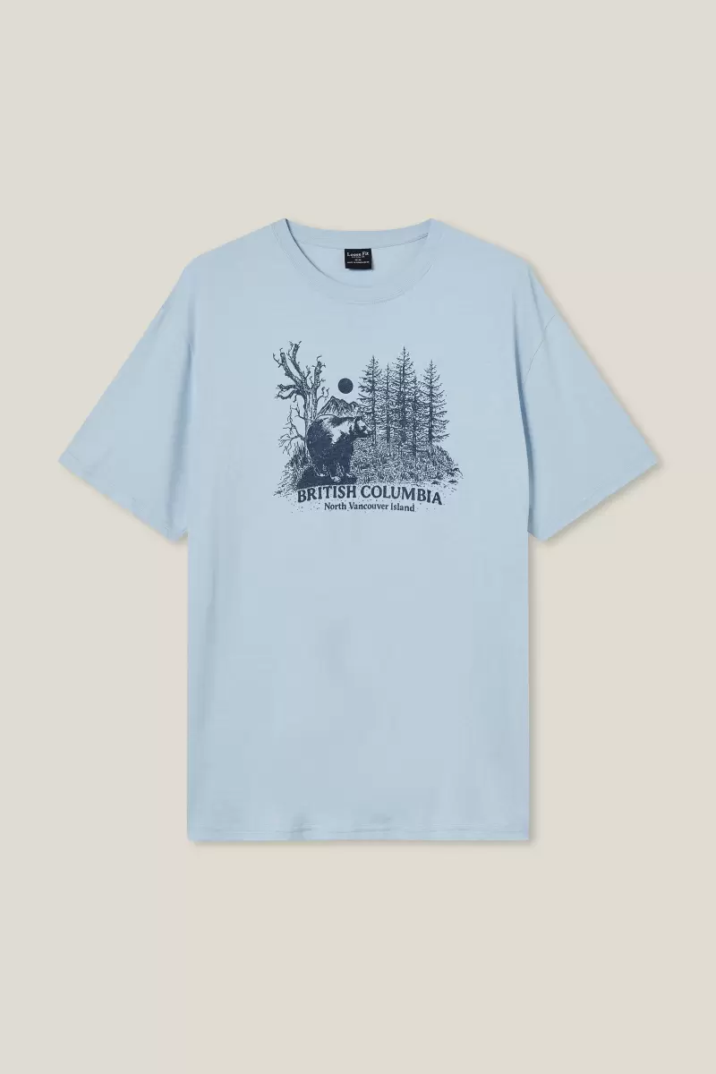 Men Graphic T-Shirts Unleash Loose Fit Souvenir T-Shirt Cotton On Blue Mist/British Columbia - 3
