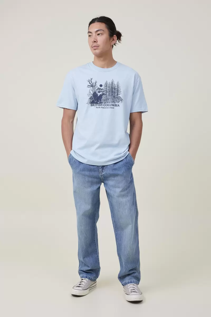 Men Graphic T-Shirts Unleash Loose Fit Souvenir T-Shirt Cotton On Blue Mist/British Columbia