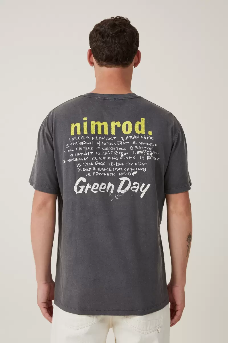 Men Cotton On Lcn Wmg Faded Slate/Green Day - Nimrod Premium Loose Fit Music T-Shirt Graphic T-Shirts Specialized - 1