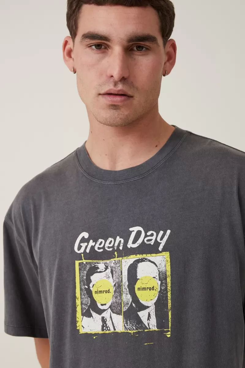 Men Cotton On Lcn Wmg Faded Slate/Green Day - Nimrod Premium Loose Fit Music T-Shirt Graphic T-Shirts Specialized - 2