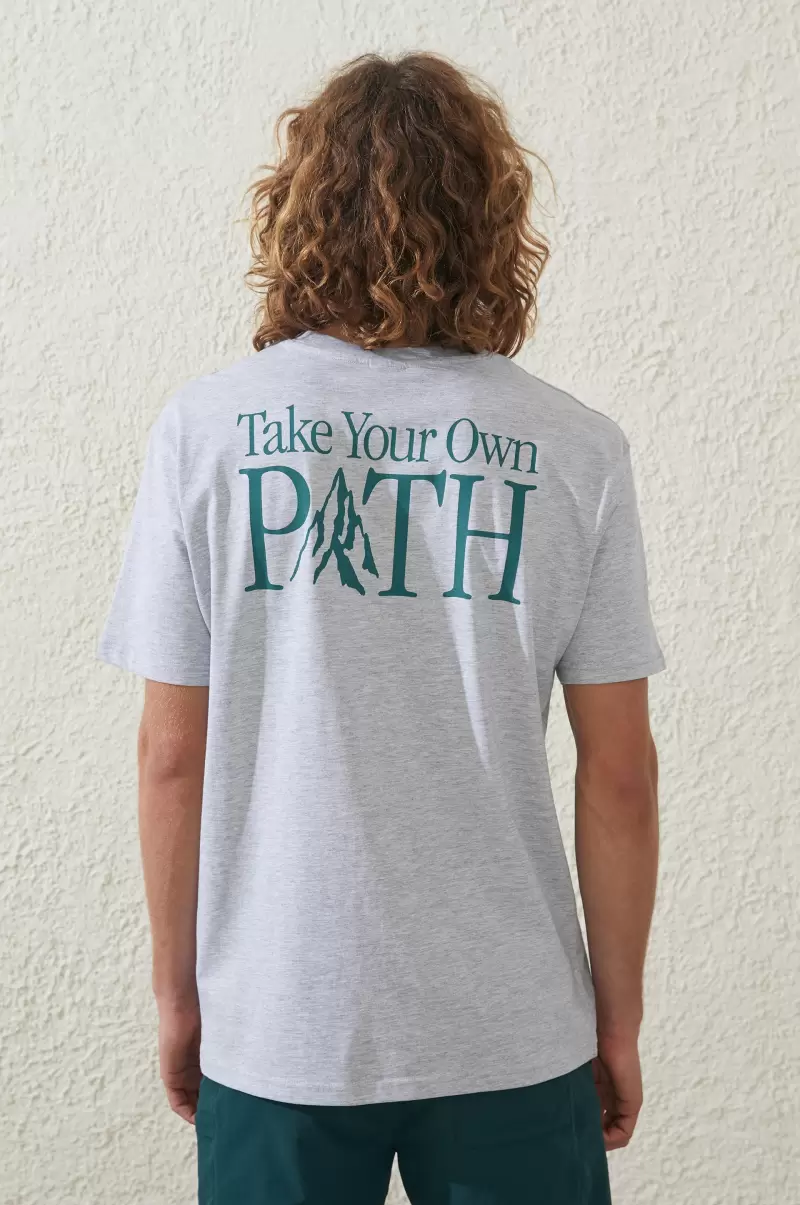 Tailored Active Icon Tee Grey Marle / Take Your Own Path Cotton On Men Graphic T-Shirts - 1