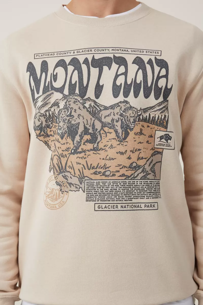 Graphic Crew Fleece Graphic T-Shirts Review Cotton On Cashew / Montana Men - 2