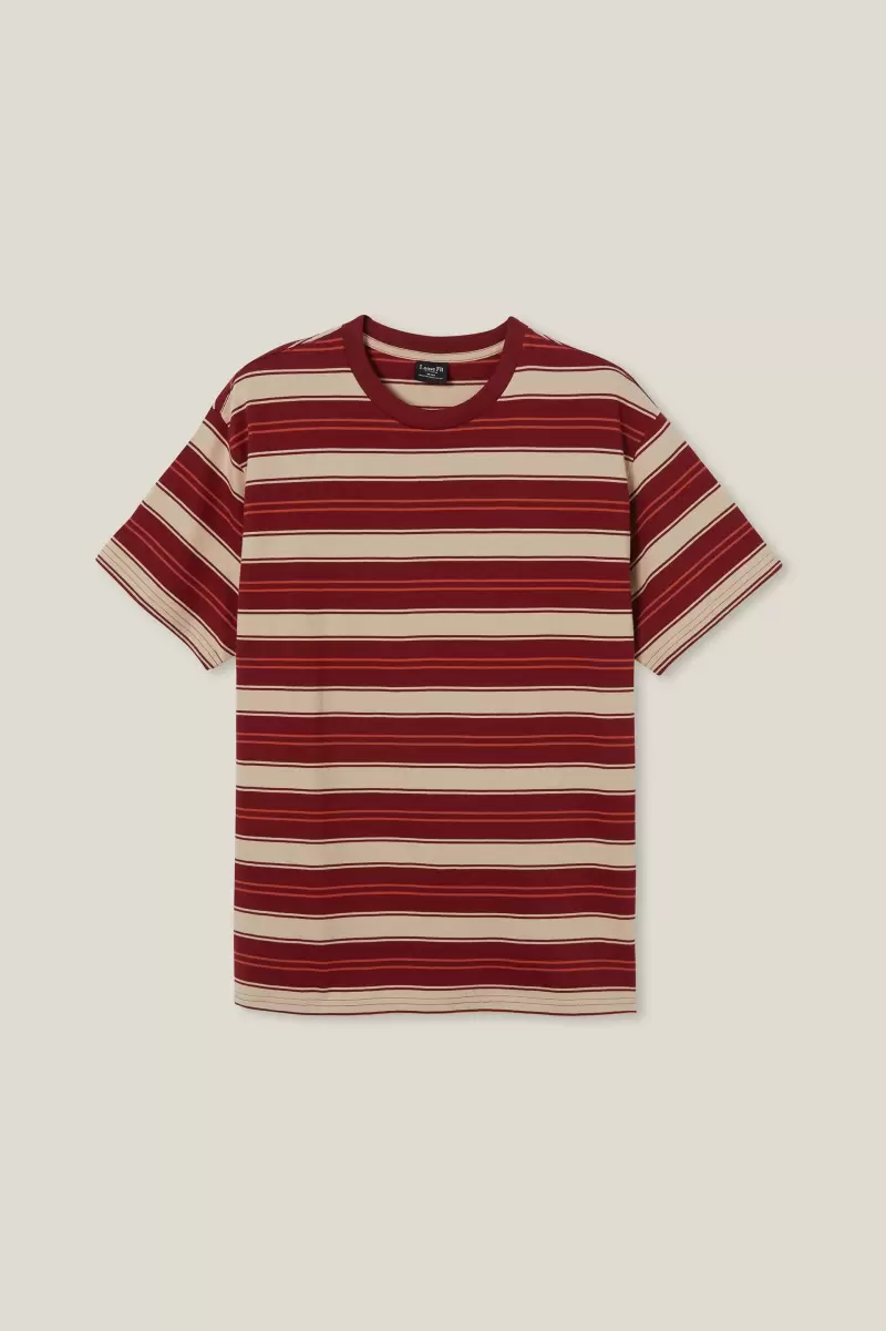 Cotton On Crimson Everyday Stripe Loose Fit Stripe T-Shirt Graphic T-Shirts Men Exclusive - 3