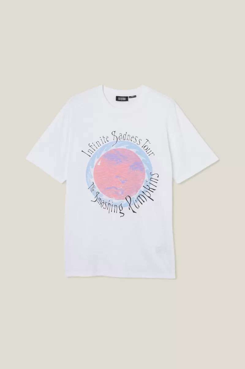 Sale Loose Fit Music T-Shirt Men Lcn Mt White/Smashing Pumpkins - Infinite Sad Graphic T-Shirts Cotton On - 3