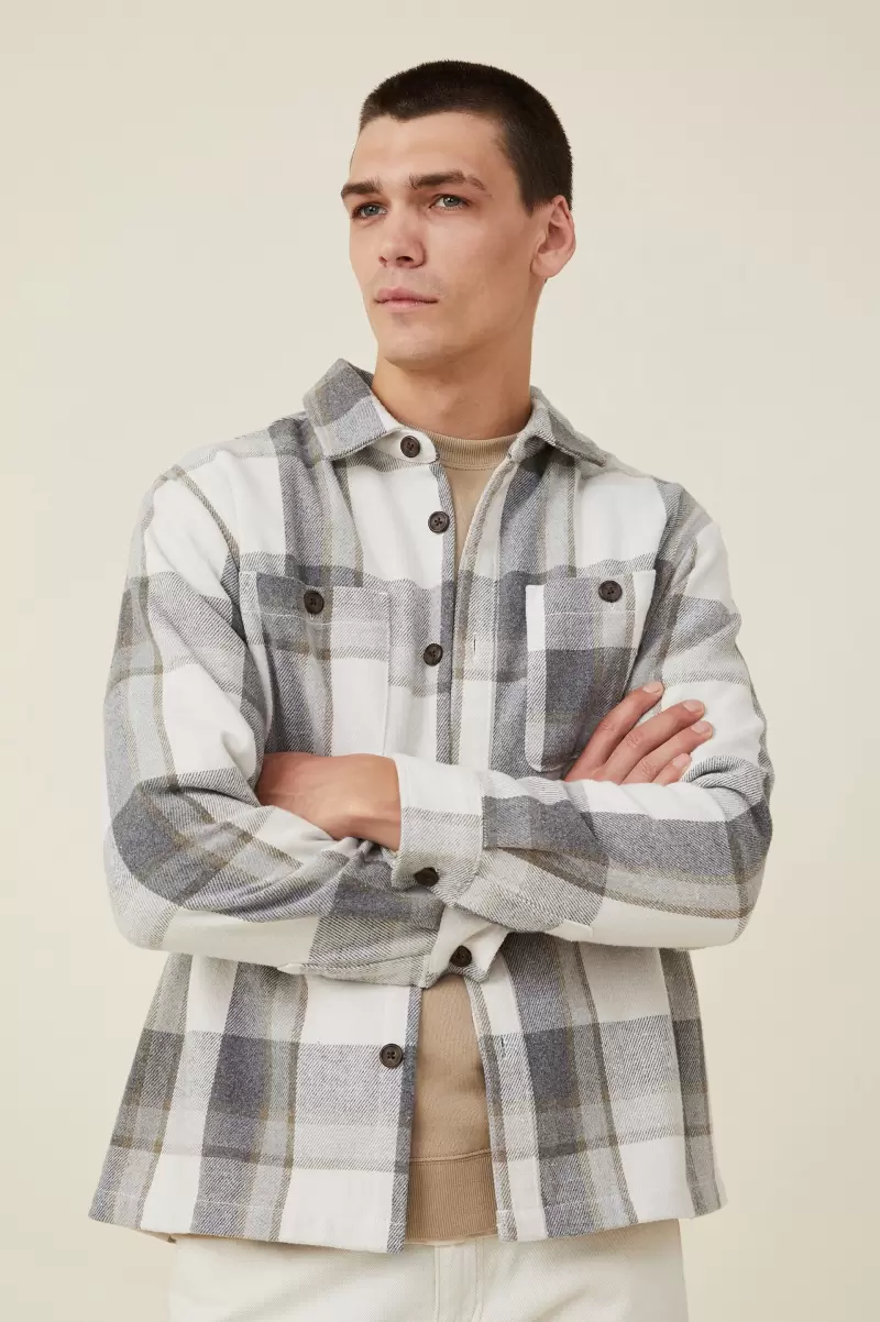 Off White Check Uncompromising Heavy Overshirt Cotton On Men Jackets