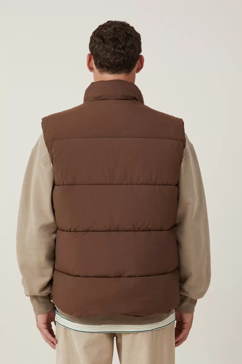 Recycled Puffer Vest Cotton On Chocolate Jackets Trendy Men - 1