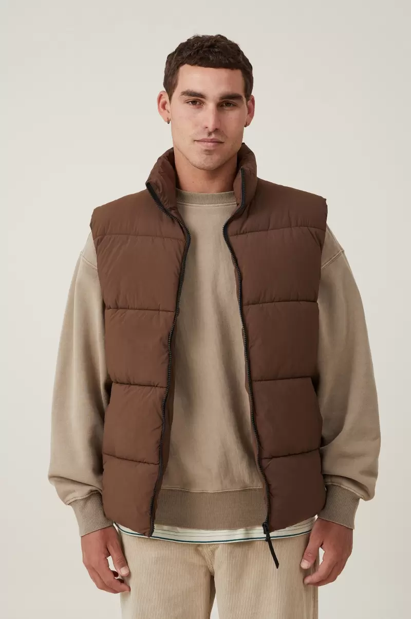 Recycled Puffer Vest Cotton On Chocolate Jackets Trendy Men