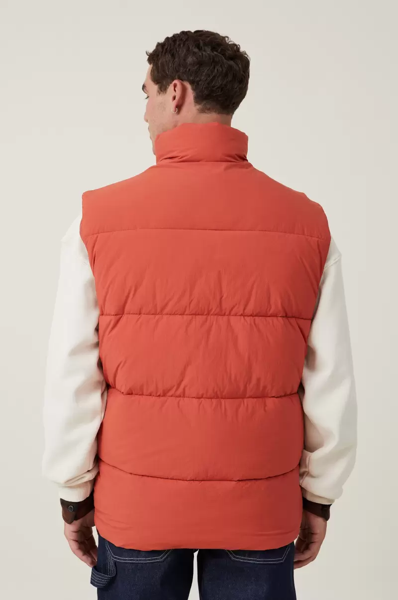 Recycled Puffer Vest Men Cotton On Jackets Promo Burnt Orange - 1