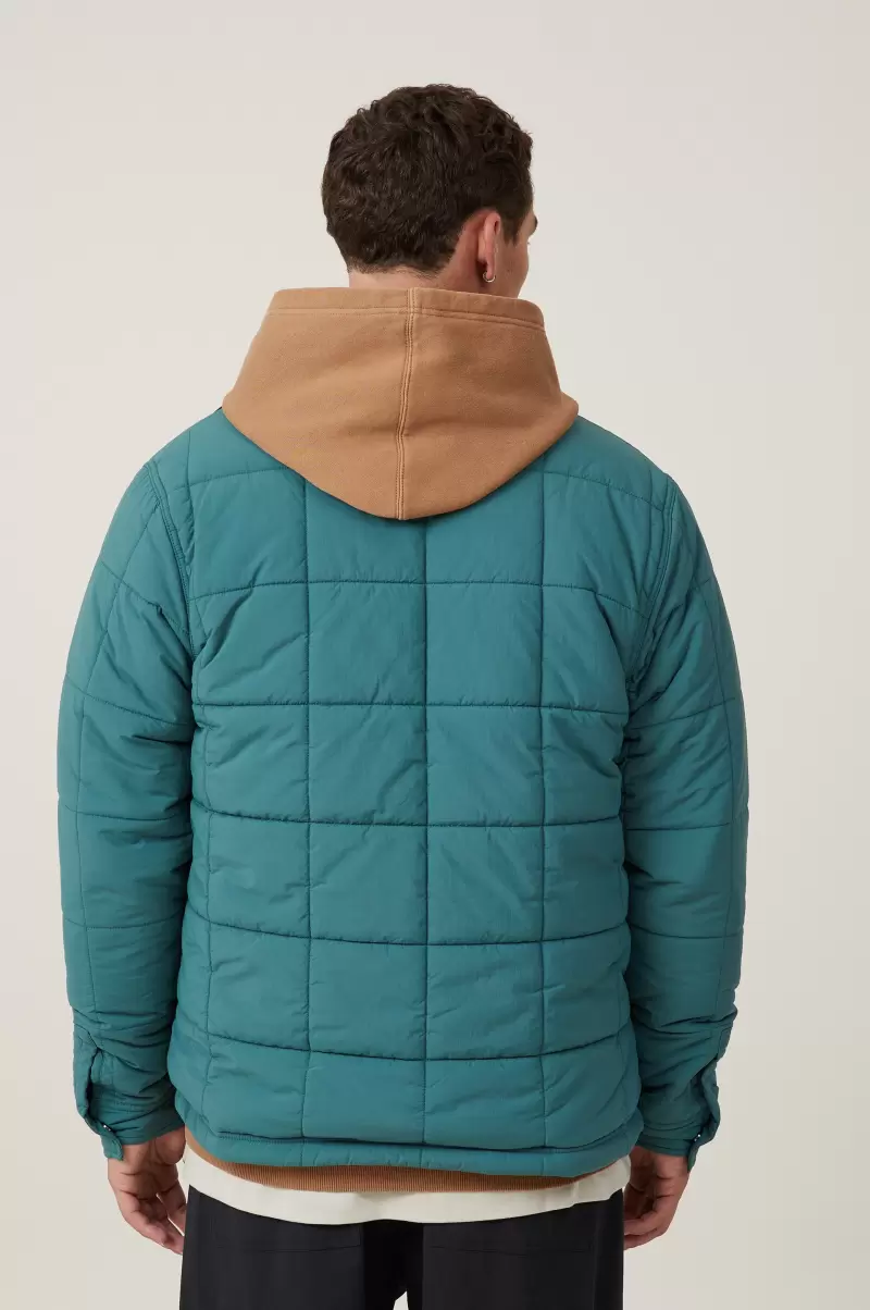 Puffer Shacket Cotton On Jackets Trusted Men Green - 1