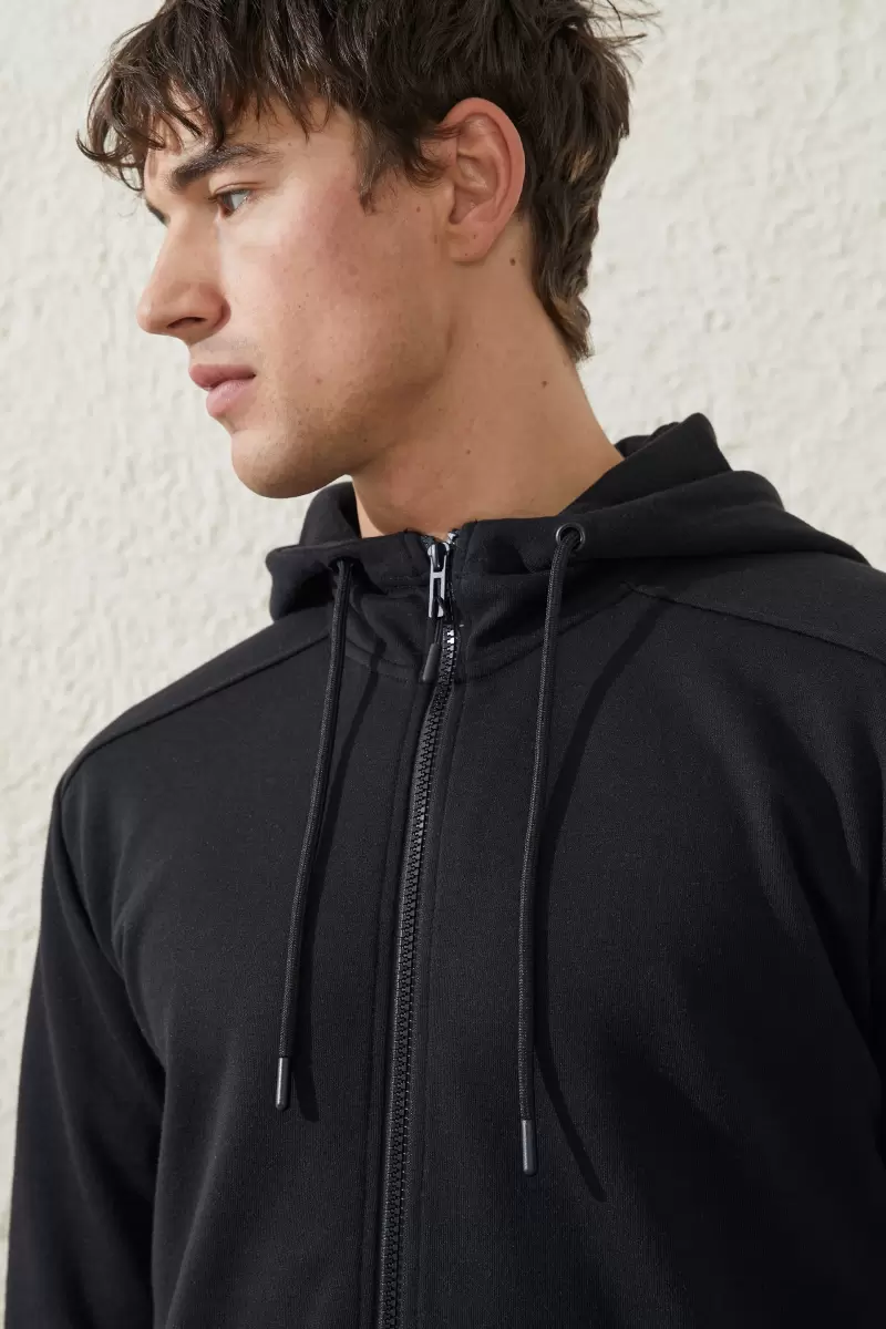 Active Zip Through Hood Men Closeout Cotton On Sweats & Hoodies Black - 2