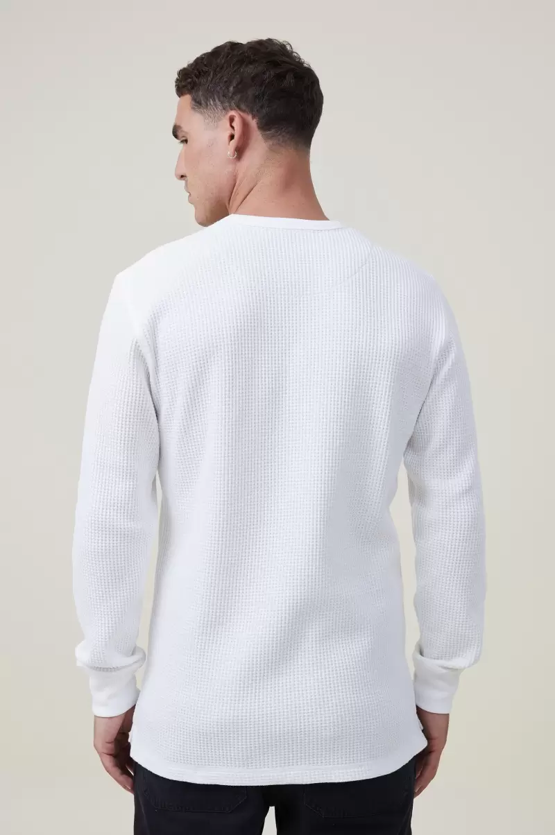 Sweaters Men White Waffle Affordable Cotton On Chunky Waffle Long Sleeve Tshirt - 1