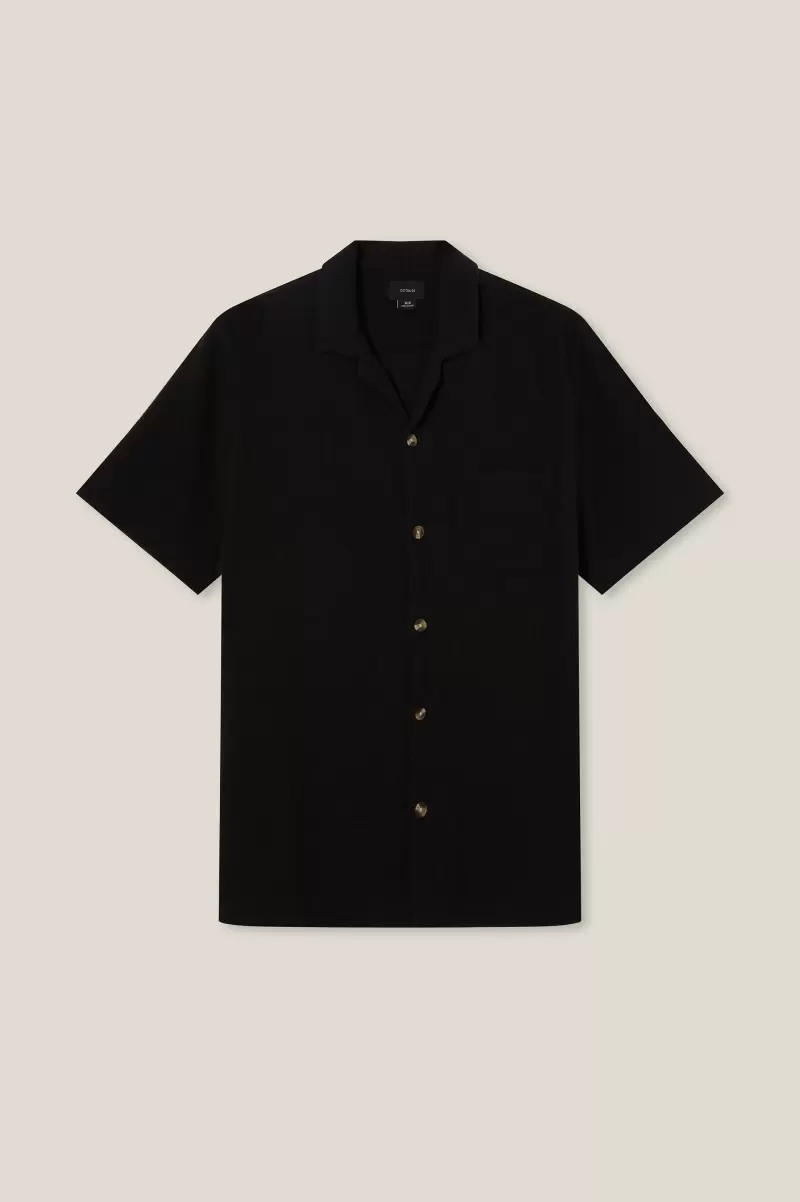 Shirts & Polos Washed Black Men Palma Short Sleeve Shirt Sale Cotton On - 3