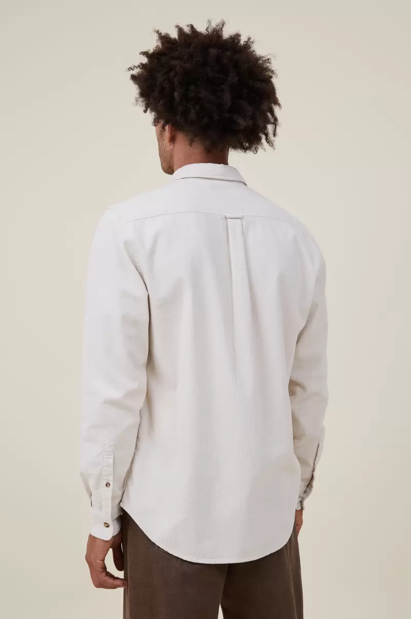 Bone Cord Portland Long Sleeve Shirt Cotton On Men Shirts & Polos Affordable - 1