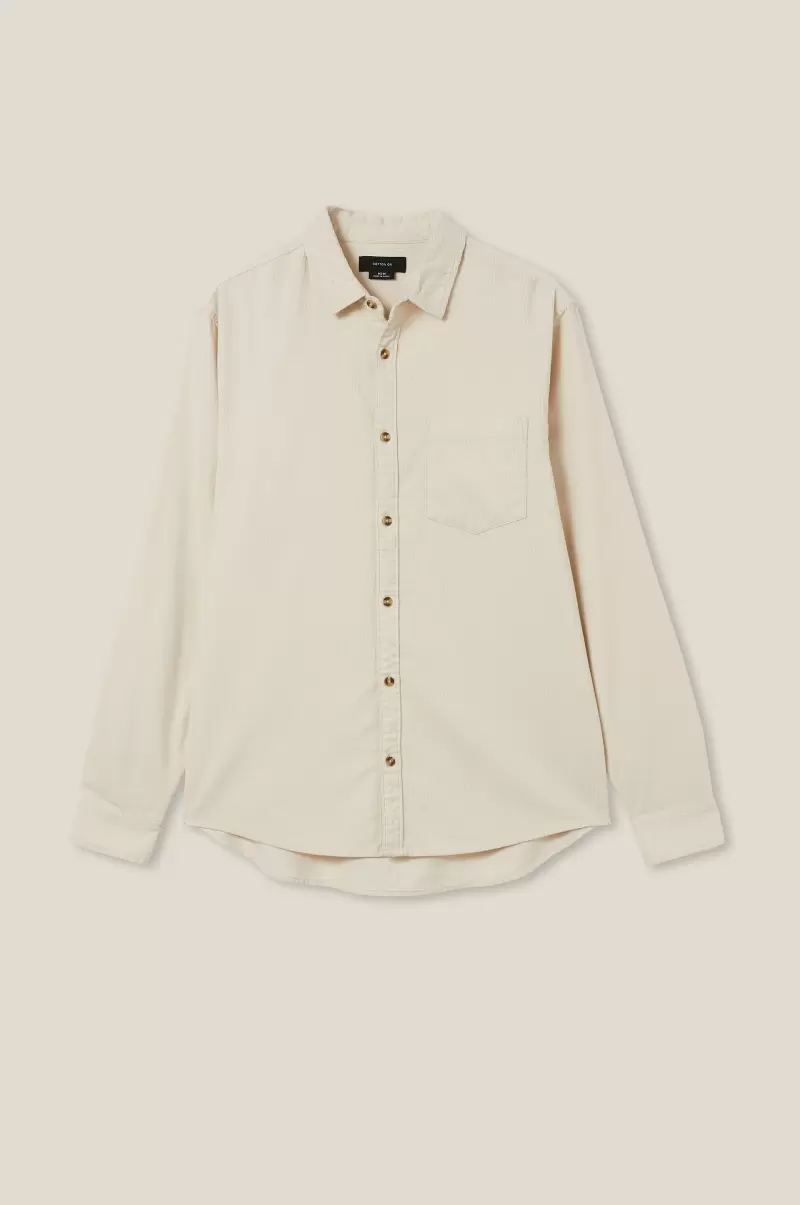 Bone Cord Portland Long Sleeve Shirt Cotton On Men Shirts & Polos Affordable - 3