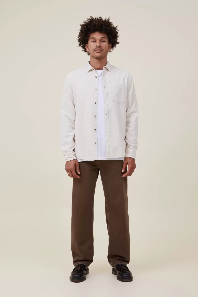 Bone Cord Portland Long Sleeve Shirt Cotton On Men Shirts & Polos Affordable