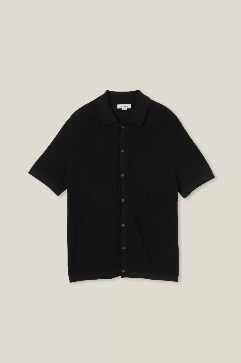 Washed Black Men Pablo Short Sleeve Shirt Shirts & Polos Cotton On Markdown - 3