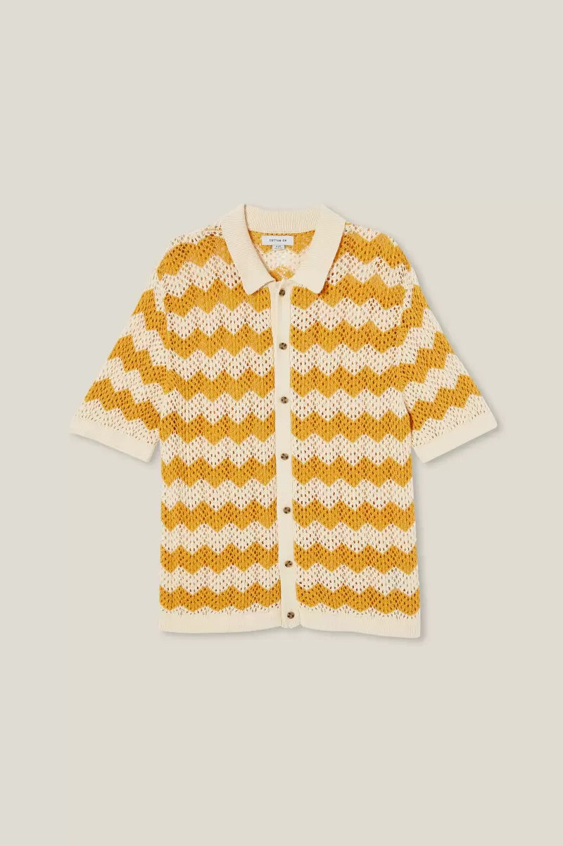 Pablo Short Sleeve Shirt Refashion Shirts & Polos Men Orange Chevron Cotton On - 3