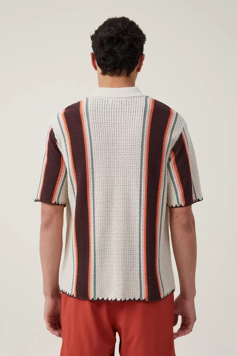 Men Innovative Cotton On Shirts & Polos Pablo Short Sleeve Shirt Stone Vert Stripe - 1