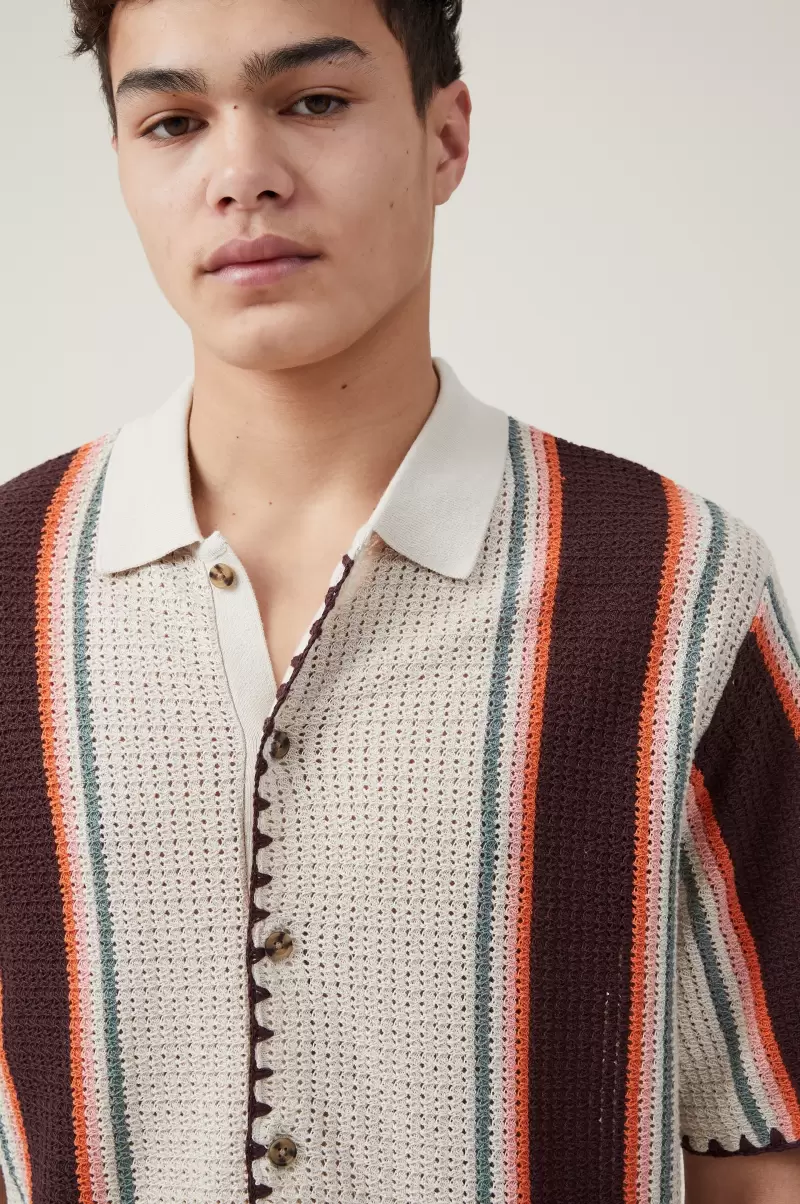 Men Innovative Cotton On Shirts & Polos Pablo Short Sleeve Shirt Stone Vert Stripe - 2