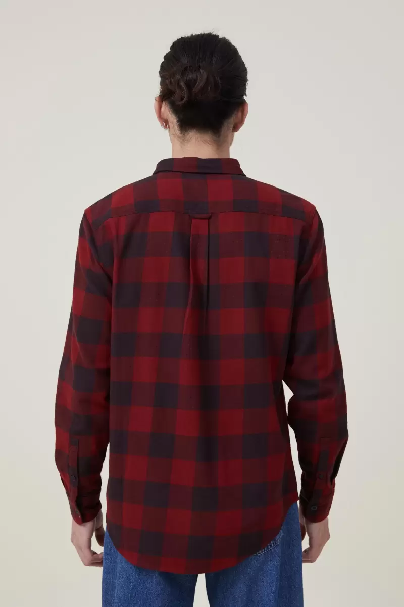 Cotton On Unbelievable Discount Greenpoint Long Sleeve Shirt Shirts & Polos Red Buffalo Check Men - 1