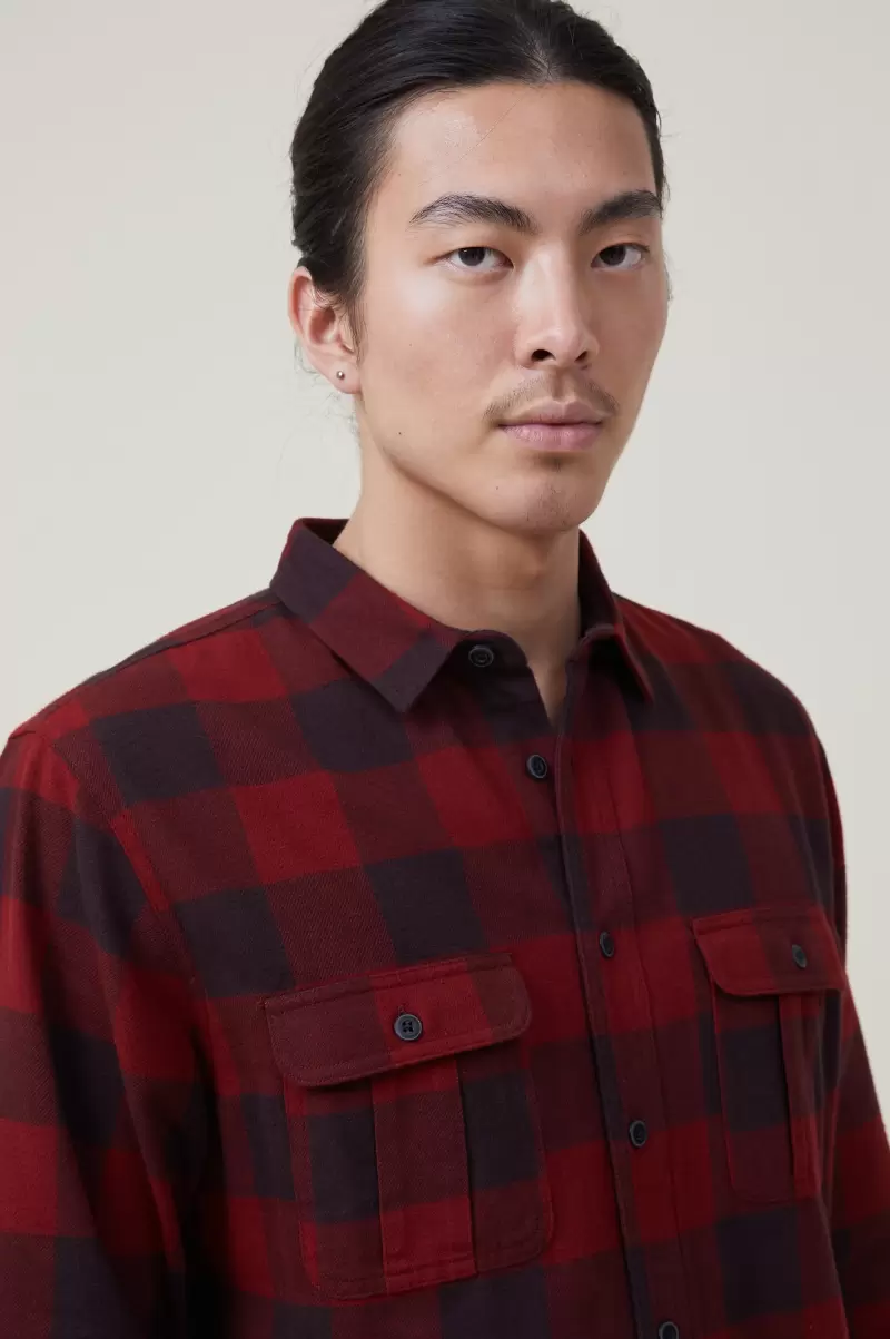 Cotton On Unbelievable Discount Greenpoint Long Sleeve Shirt Shirts & Polos Red Buffalo Check Men - 2