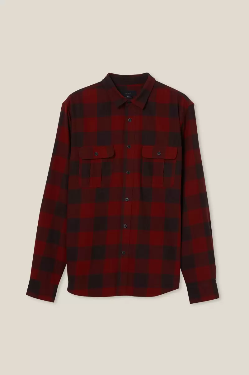 Cotton On Unbelievable Discount Greenpoint Long Sleeve Shirt Shirts & Polos Red Buffalo Check Men - 3