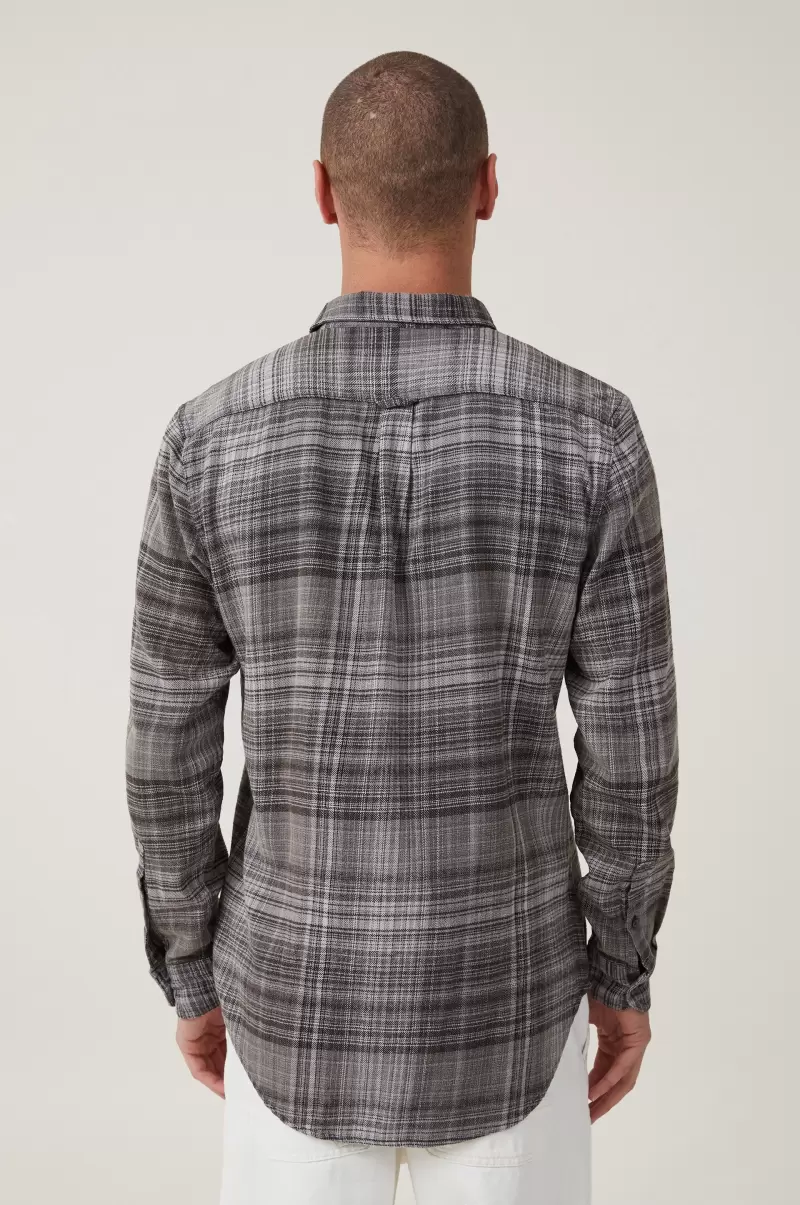 Men Shirts & Polos Black Vintage Check Aberdeen Long Sleeve Shirt Cotton On Quick - 1