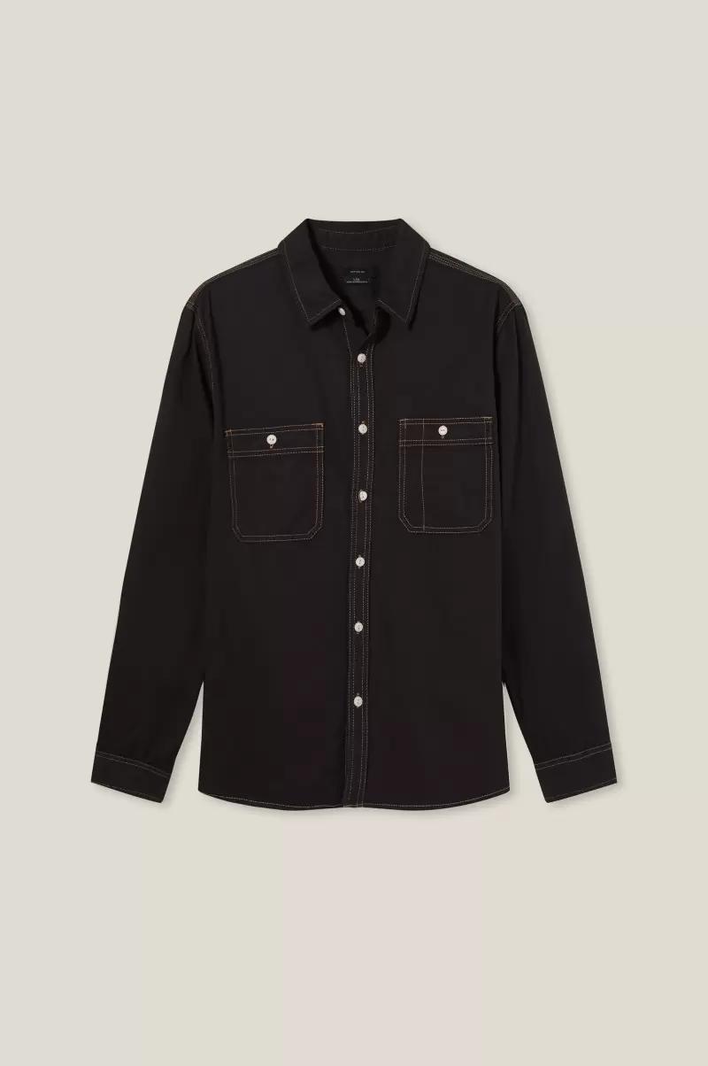 Innovative Vintage Black Shirts & Polos Brooklyn Long Sleeve Shirt Men Cotton On - 3