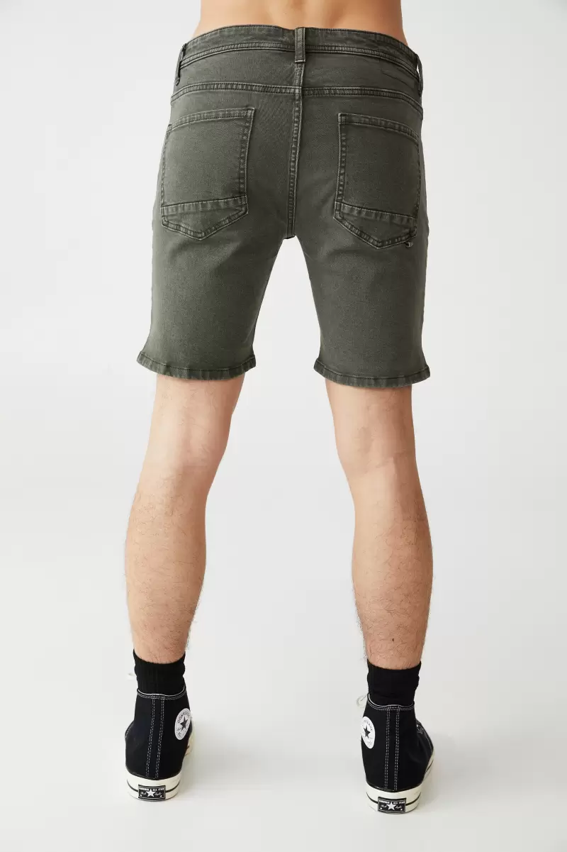 Sale Washed Forest Green Cotton On Men Shorts Straight Short - 1