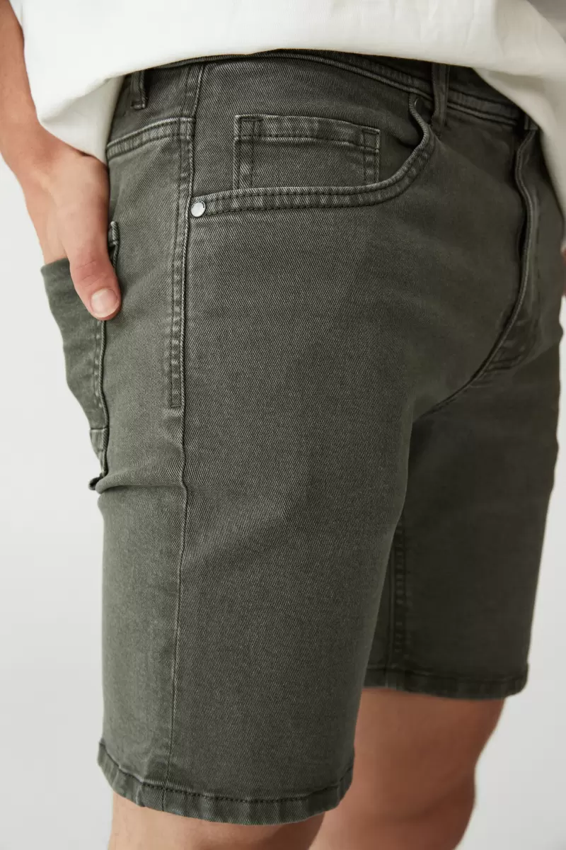 Sale Washed Forest Green Cotton On Men Shorts Straight Short - 2