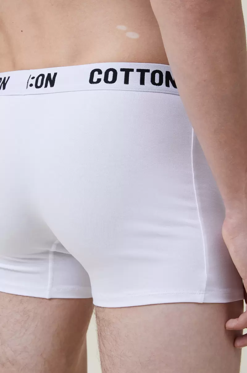 Cotton On Socks & Underwear Mens Organic Cotton Trunks White/White/Black Men Proven - 2