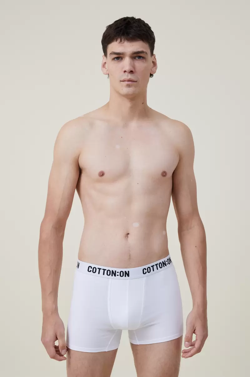 Cotton On Socks & Underwear Mens Organic Cotton Trunks White/White/Black Men Proven