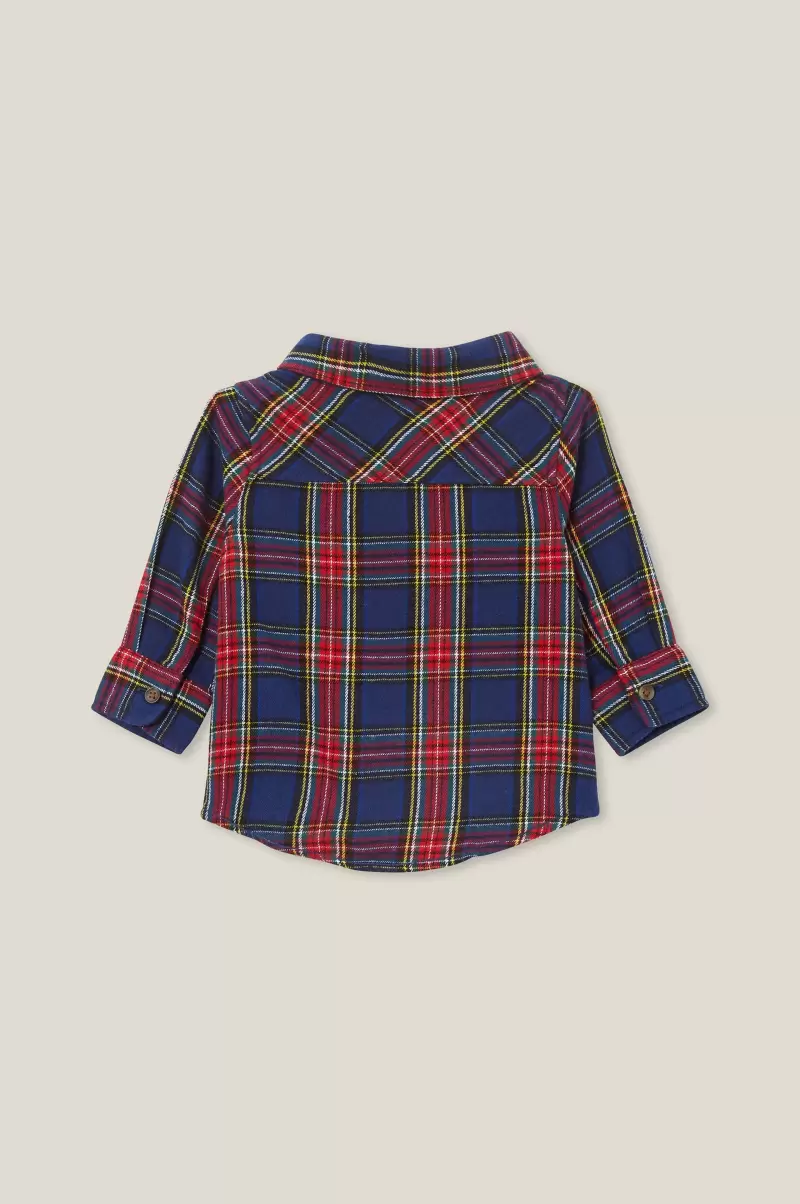 Baby Cotton On Baby Rugged Shirt Exclusive Tops &  Jackets & Sweaters In The Navy/Heritage Red Plaid - 1