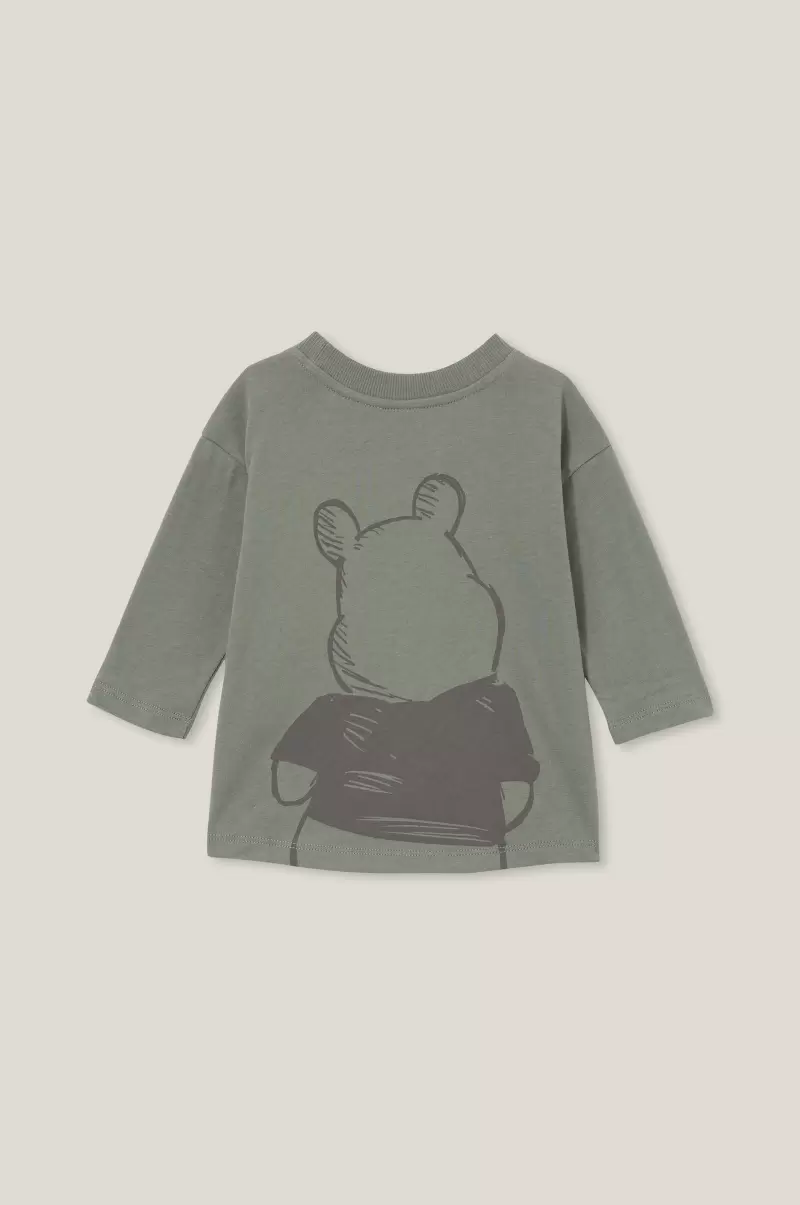 Lcn Dis Swag Green/Smiling Winnie The Pooh Eco-Friendly Cotton On Baby Andie Drop Shoulder Long Sleeve Tee Lcn Tops &  Jackets & Sweaters - 1