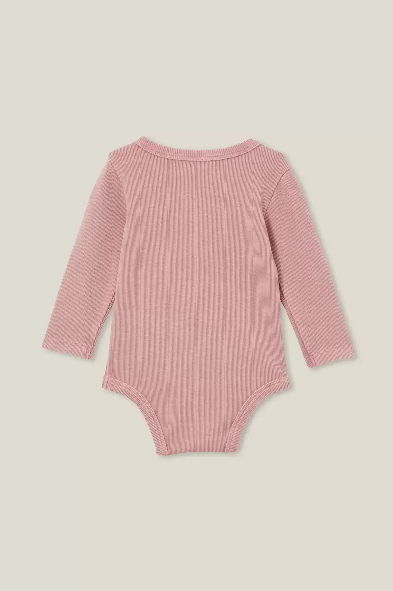 The Remy Rib Long Sleeve Bubbysuit Retro Cotton On Very Berry Wash Rompers & All In Ones Baby