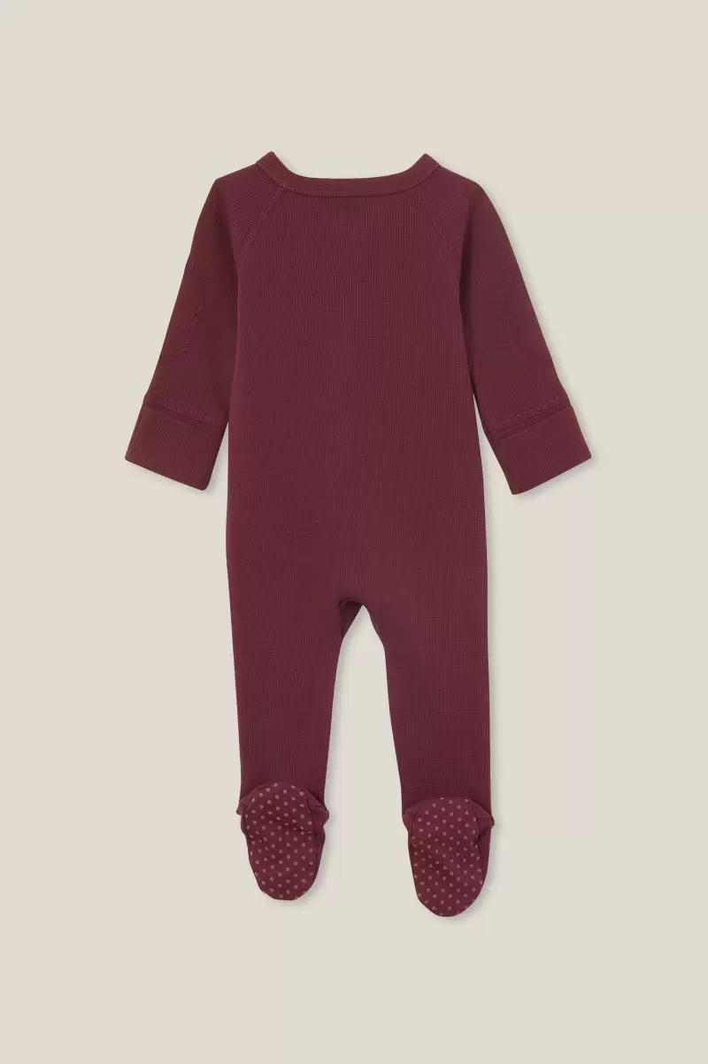 Fashionable Baby Rompers & All In Ones Cotton On Crushed Berry The Long Sleeve Waffle Romper Usa - 1