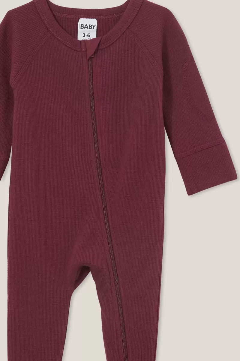 Fashionable Baby Rompers & All In Ones Cotton On Crushed Berry The Long Sleeve Waffle Romper Usa