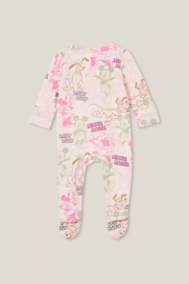 Elevate Cotton On The Long Sleeve Zip Romper Usa-Lcn Rompers & All In Ones Baby Lcn Dis Crystal Pink/Minnie And Friends Nth - 1