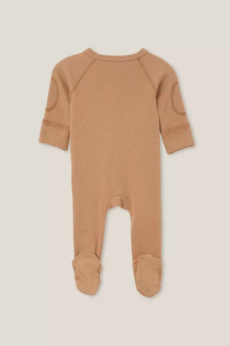 Baby User-Friendly Taupy Brown Rompers & All In Ones The Long Sleeve Waffle Romper Usa Cotton On - 1