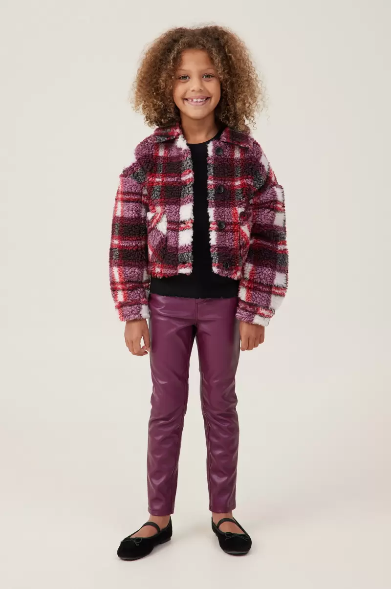 Girls 2-14 Dark Vanilla/Check Cotton On Functional Jackets & Sweaters Henrietta Teddy Jacket - 2